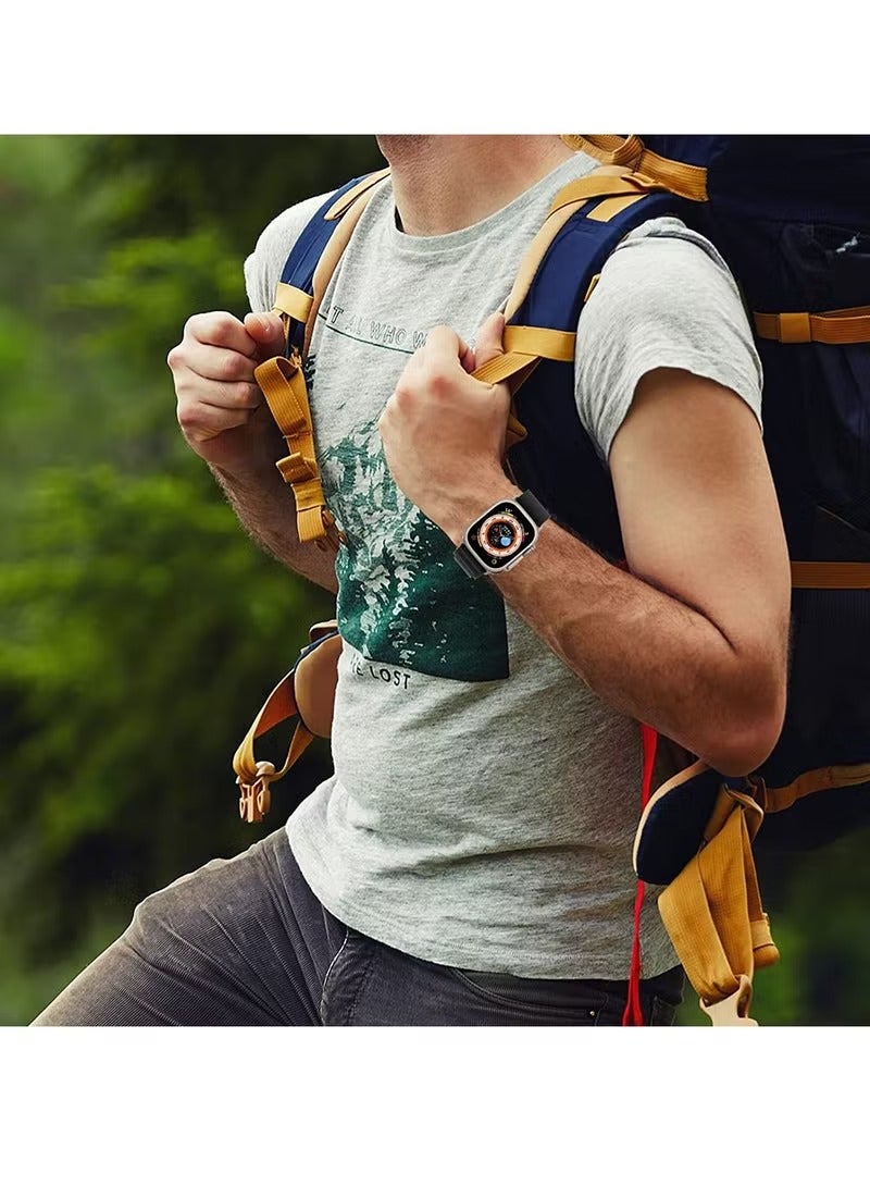 إيف حلقة جبال الألب متوافقة مع سوار ساعة أبل 38 مم 40 مم 41 مم بديل للنساء والرجال الرياضة المنسوجة من البوليستر G الخطاف لشريط iWatch Ultra Series SE 8/7/6/5/4/3/2/1 (أسود) - Image 3