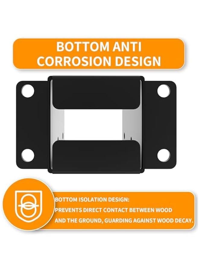 Arabest 4x4 Post Base 2PCS, Inner Size 3.5x3.5 Inch Fence Post Anchor - Rust-Proof 13 Gauge Heavy Duty Solid Steel Black Powder-Coated Railing Post Brackets, for Support Deck, Pergola, Includes Screws - Image 4