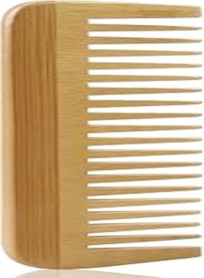 MRD Bamboo Wide Tooth Comb, Detangling Anti-Static Brush Natural Curly Wavy Dry Hair For Womens and Mens Hand Polished (1PCS)