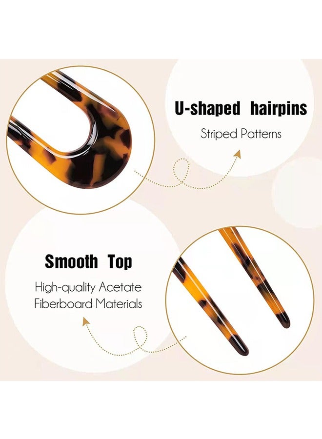 Beyond 2 Pcs U Shape Hair Clips, Hawksbill Hair Stick Fork, Hair Clip for Women Girls Styling Accessories (Brown) - Image 3