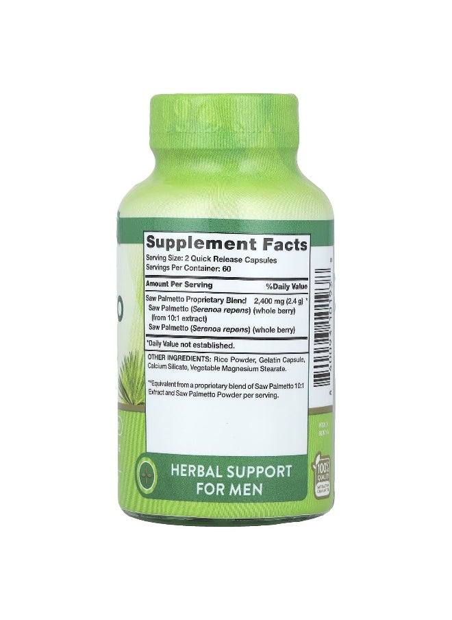 natures truth - Nature's Truth, Saw Palmetto, 2,400 mg, 120 Quick Release Capsules (1,200 mg Per Capsule) - Image 1