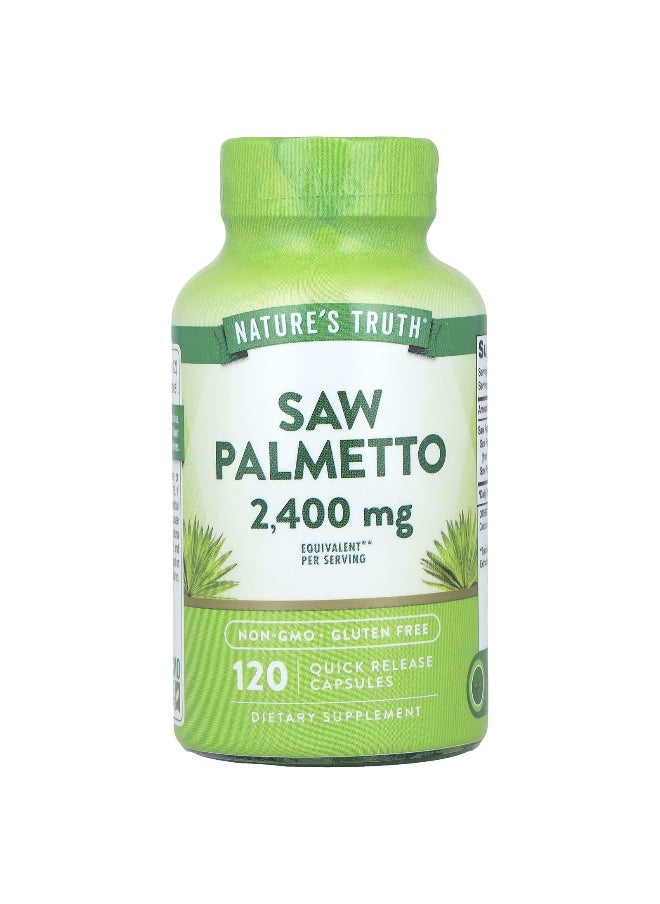 natures truth - Nature's Truth, Saw Palmetto, 2,400 mg, 120 Quick Release Capsules (1,200 mg Per Capsule) - Image 1