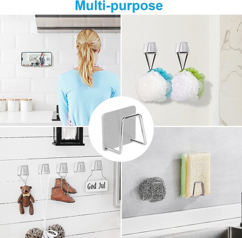 FENNEC MART Adhesive Sponge Holder Sink Caddy for Kitchen Accessories - SUS304 Stainless Steel Rust Proof Waterproof, Quick Drying (2 Pack) - Image 5