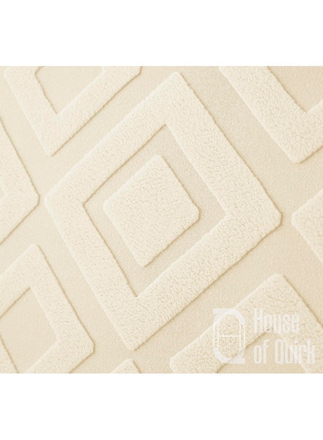 هاوس أوف كويرك غطاء أريكة House of Quirk Universal Triple Seater Jacquard Fabric Diamond Texture Cover 220 GSM غطاء ناعم الملمس للأريكة غطاء أريكة مرن قابل للتمدد (بيج، 185-230 سم) - Image 3