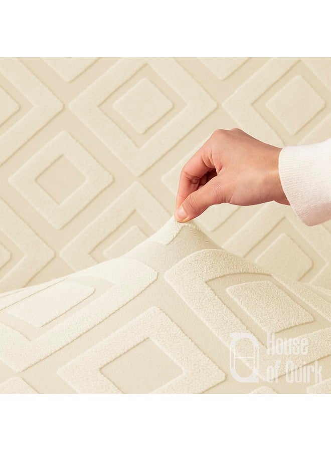 هاوس أوف كويرك غطاء أريكة House of Quirk Universal Triple Seater Jacquard Fabric Diamond Texture Cover 220 GSM غطاء ناعم الملمس للأريكة غطاء أريكة مرن قابل للتمدد (بيج، 185-230 سم) - Image 4