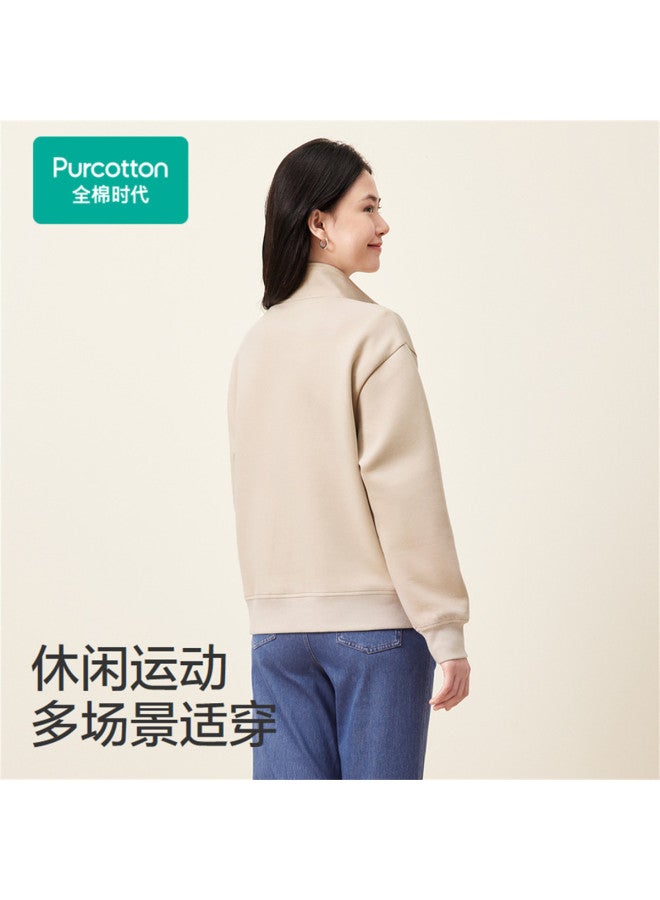 purcotton هودي شتوي للنساء ببطانة شبيهة بالفليس مع ياقة مرتفعة وسحاب نصفى لمظهر منظم - Image 5