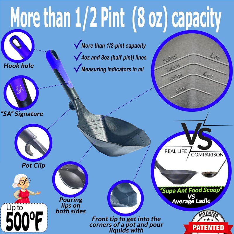 Supa Ant Blue Canning Supplies Starter Kit-10 pc Canner Accessories with Canning Rack for Jars, XL Ladle, Wide Mouth Jar Funnel, Jar Lifter & Wrench, Bubble Popper/Measurer, Lid Lifter, Kitchen Tongs - Image 2