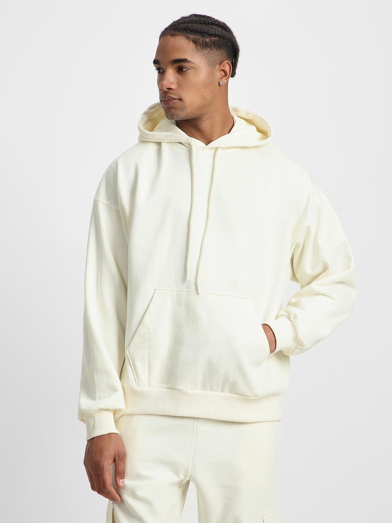 Veirdo®Fleece Oversized Baggy Fit Drop Shoulder Solid Hoodie & Jogger Co-Ords Set For Men (CO_VD_MRSHMLW_M) - Image 4