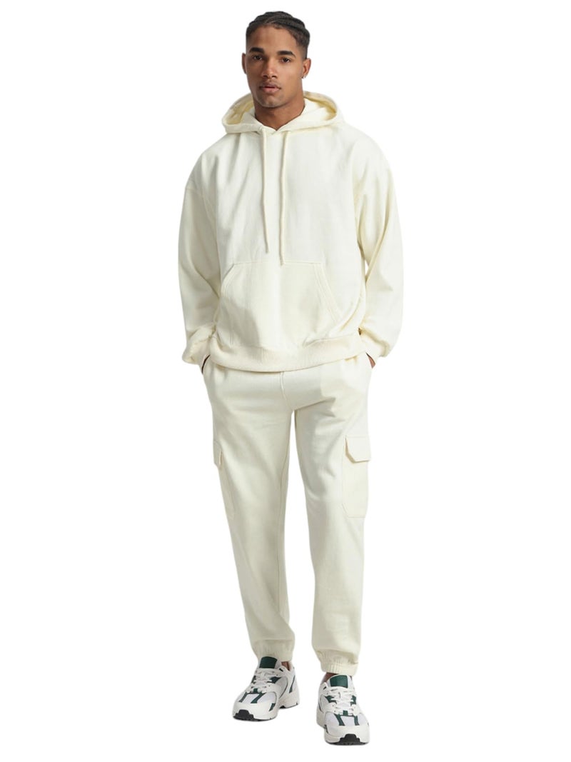 Veirdo®Fleece Oversized Baggy Fit Drop Shoulder Solid Hoodie & Jogger Co-Ords Set For Men (CO_VD_MRSHMLW_M) - Image 1