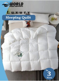 Eworld Cottage Style Microfiber Comforter Quilt, Ultra-Soft White Duvet for a Cozy Night's Sleep, Available in King (240x260 cm), Queen (220x240 cm), and Single (160x230 cm) Sizes  - Image 1