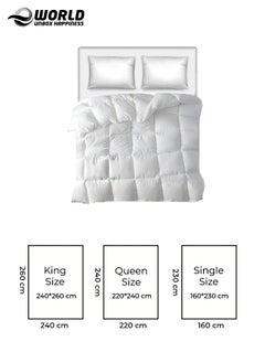 Eworld Cottage Style Microfiber Comforter Quilt, Ultra-Soft White Duvet for a Cozy Night's Sleep, Available in King (240x260 cm), Queen (220x240 cm), and Single (160x230 cm) Sizes  - Image 2