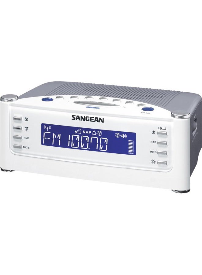 SANGEAN ساعة ذرية RCR-22 مع راديو رقمي بتقنية FM-RDS / AM / Aux-in، فضي، مقاس واحد - Image 1