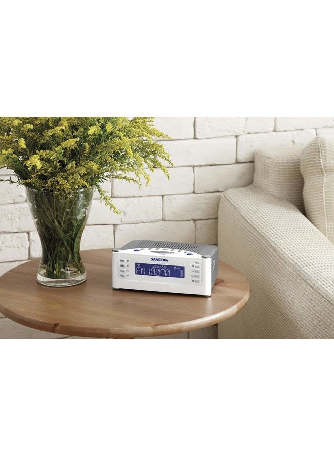 SANGEAN ساعة ذرية RCR-22 مع راديو رقمي بتقنية FM-RDS / AM / Aux-in، فضي، مقاس واحد - Image 3