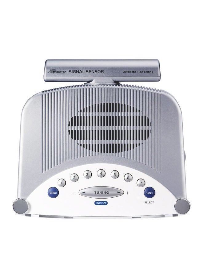 SANGEAN ساعة ذرية RCR-22 مع راديو رقمي بتقنية FM-RDS / AM / Aux-in، فضي، مقاس واحد - Image 5