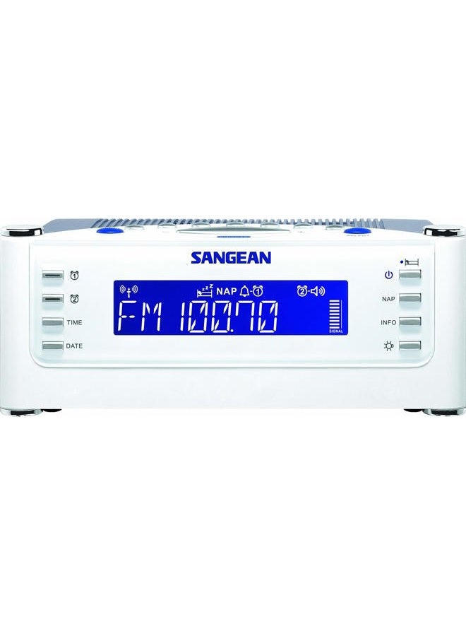 SANGEAN ساعة ذرية RCR-22 مع راديو رقمي بتقنية FM-RDS / AM / Aux-in، فضي، مقاس واحد - Image 2