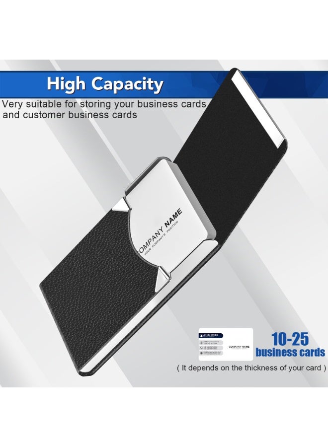 Business Card Holder Case, Slim PU Leather & Metal Business Card Case with Magnetic Closure – RFID Blocking Card Holder for Men and Women, High-Capacity Pocket Card Carrier in Black - Image 5