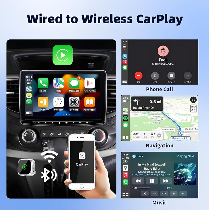 OFFBEAT SmartBox, 2-in-1 Wireless Apple CarPlay & Android Auto Adapter| Plug & Play Bluetooth 5.2 Connection| Converts Wired Android Auto/CarPlay to Wireless| Cars with installed wired Android/CarPlay - Image 3