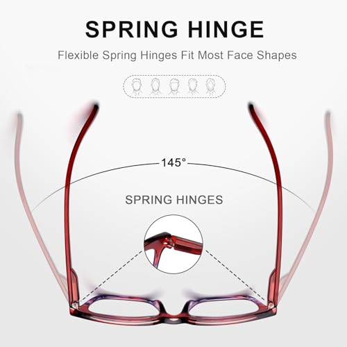 CHOFILORD 6 Pack Fashion Reading Glasses for Women Men Blue Light Blocking Oversized Square Readers with Spring Hinge (Mixed A2, 1.5, x) - Image 4