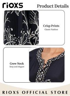 RIOXS Women's Casual Printed Beach Cover Ups Short Sleeve Kimono Cardigan Loose Beach Swimsuit Dress  - Image 5