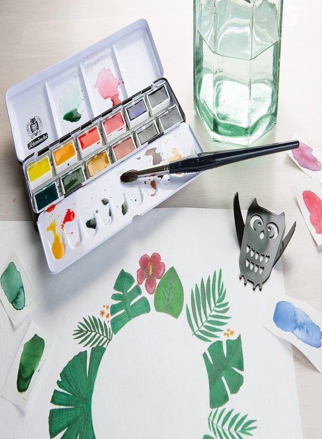 Schmincke - AKADEMIE Watercolor Paint Box, Basic Assortment 12 x 1/1 Pans, 75 312 097, Metal Box, Highly lightfast Colors, fine Artists' Watercolors - Image 5