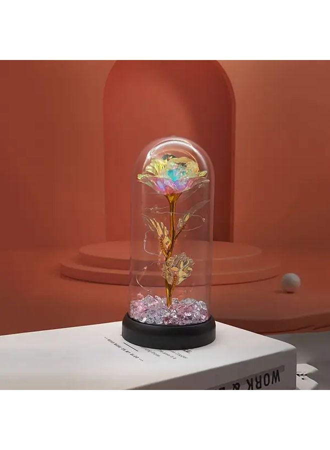 وعاء زهور بلاستيكي بلون الورد الأبيض الماسي البلوري الملون مزود ببطارية لتزيين المنزل - Image 1