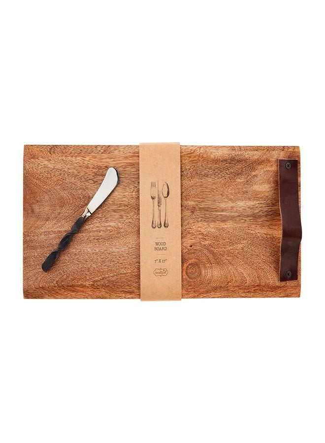 Mud Pie Wooden Charcuterie Serving Board and Spreader Set, Brown, Rectangle - Image 1