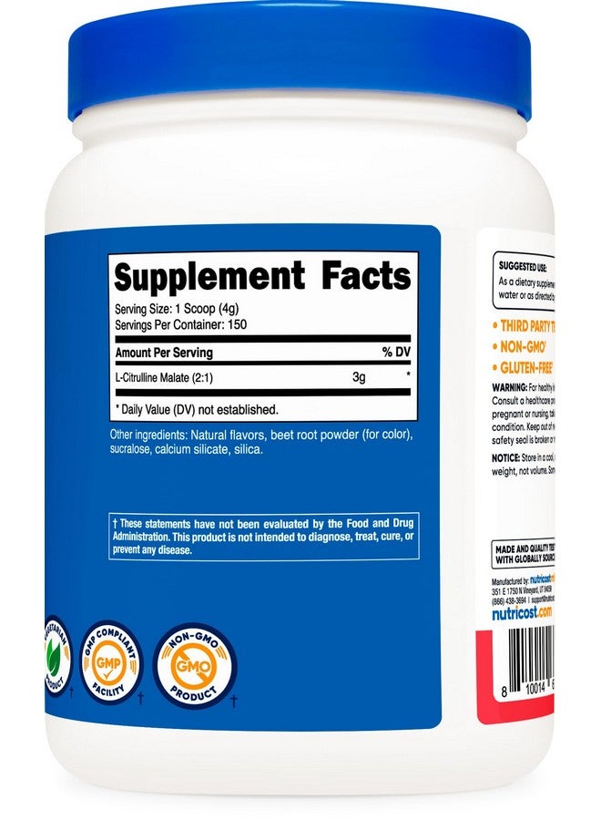 Nutricost L-Citrulline Malate 2:1 (600 Grams) (Strawberry Kiwi) - Image 2