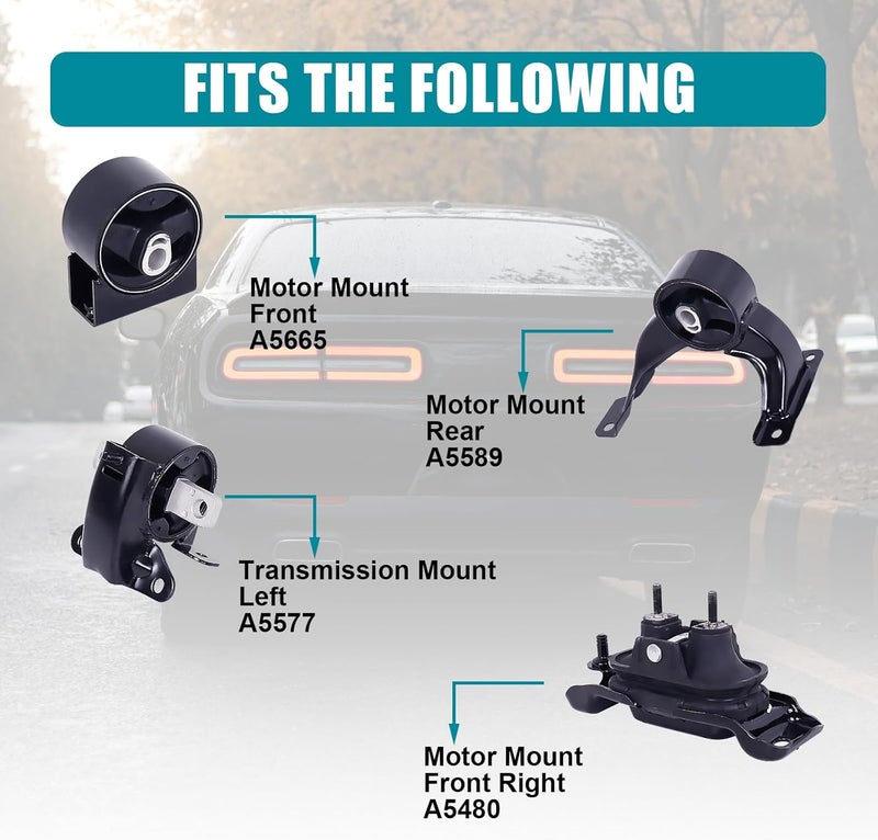 BEBLEPANY Engine Motor Mount Set for Chrysler, Dodge, Ram, and VW (2011-2017) - Image 3