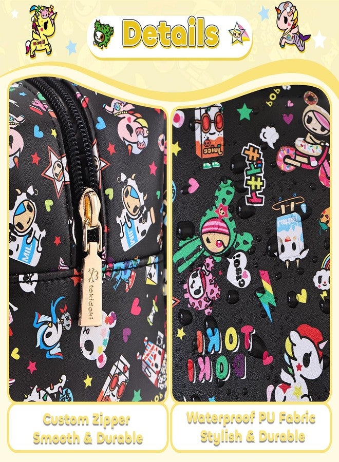 tokidoki Makeup Bag for Women, Large Capacity PU Leather Cosmetic Organizer & Toiletry Pouch with Handle, Unicorno Travel Cartoon Portable Makeup Case - Image 4