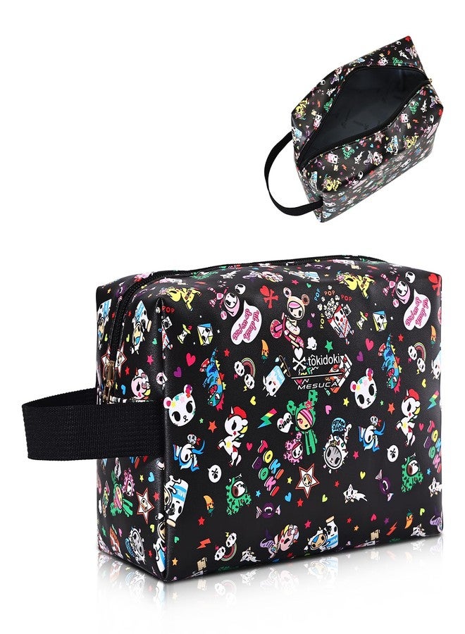 tokidoki Makeup Bag for Women, Large Capacity PU Leather Cosmetic Organizer & Toiletry Pouch with Handle, Unicorno Travel Cartoon Portable Makeup Case - Image 1