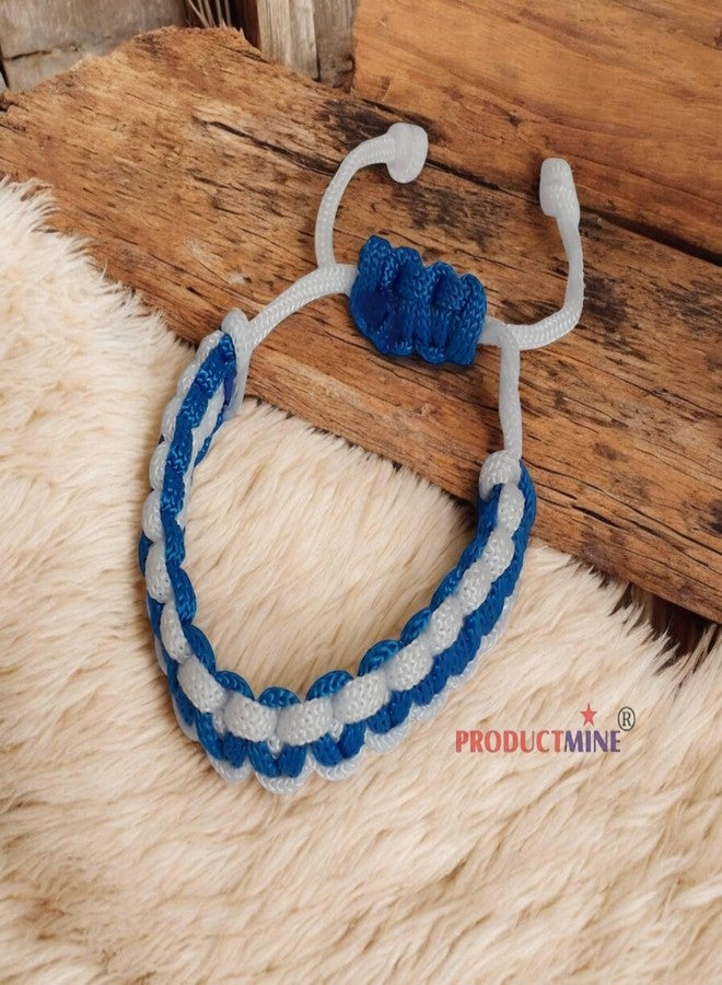 PRODUCTMINE سوار PRODUCTMINE® مصنوع يدويًا، سوار معصم قابل للتعديل، سوار صداقة للنساء والرجال، لطيف على البشرة - أزرق وأبيض - Image 2