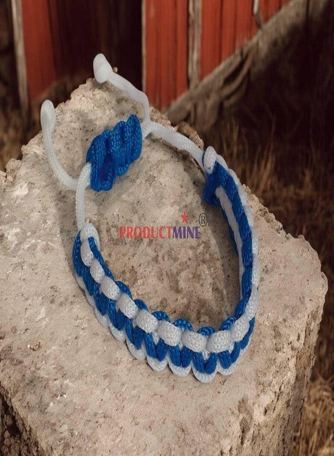 PRODUCTMINE سوار PRODUCTMINE® مصنوع يدويًا، سوار معصم قابل للتعديل، سوار صداقة للنساء والرجال، لطيف على البشرة - أزرق وأبيض - Image 3
