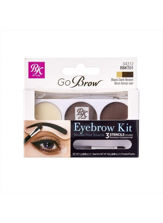 Ruby Kisses Go Brow Eyebrow Kit, Black Dark Brown - Image 1