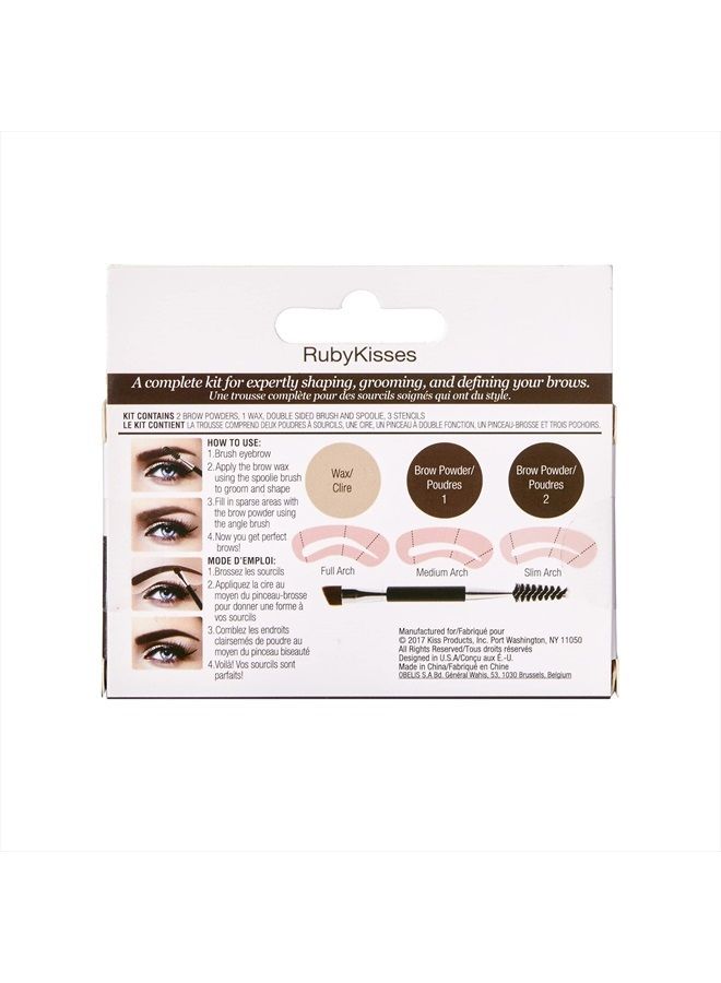 Ruby Kisses Go Brow Eyebrow Kit, Black Dark Brown - Image 2