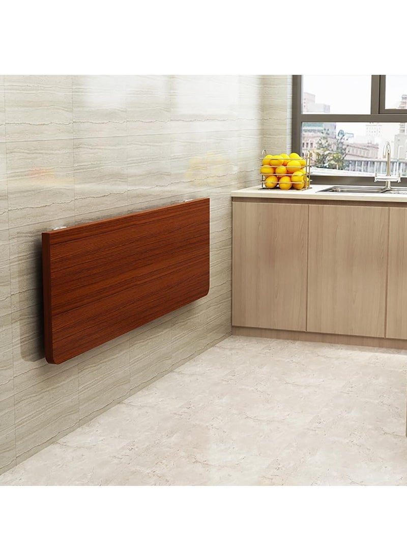 VITION Computer Wall Mount Stand Folding Wall-Mounted Drop-Leaf Table, Metal Folding Shelf Bench Table Bracket (40 x 80cm) Brown - Image 5