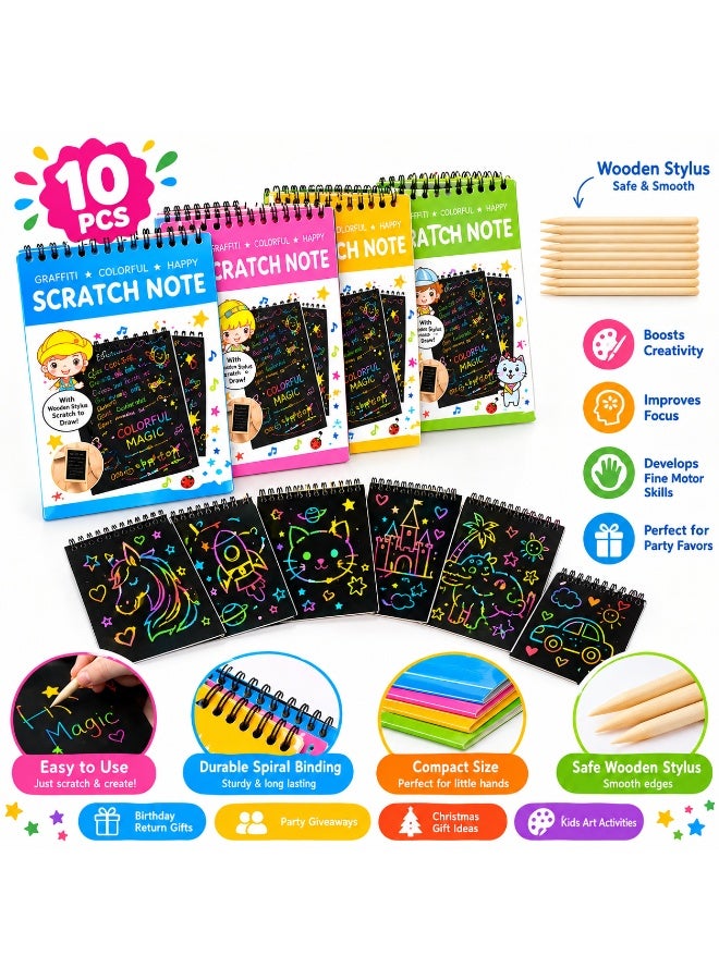 Bulk Party Favors for Kids | 10PCS Scratch Art Books | Birthday Return Gifts for Kids | Small Gifts & Party Giveaways | Christmas Gift Ideas & Kids Art Activities