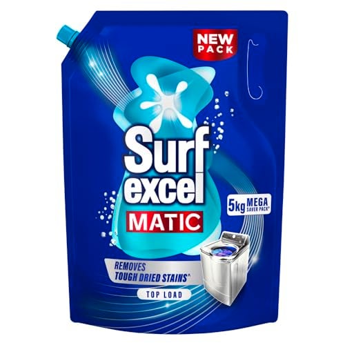 Surf Excel Matic Top Load Liquid Detergent 5Kg Refill Pouch, Specially designed to remove Tough Dried Stains, 1st time in Washing Machine - Image 1