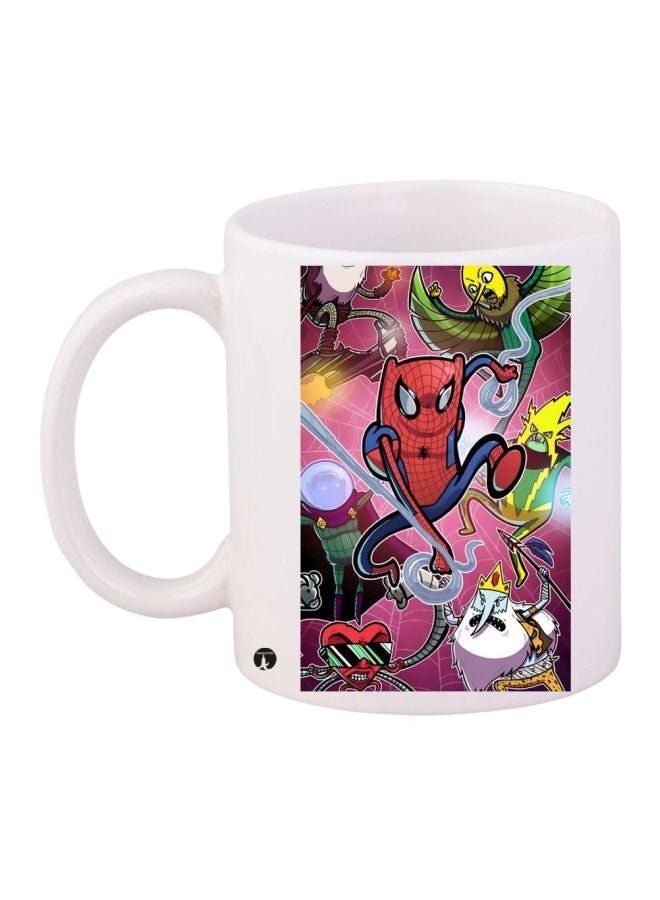 Cartoon Printed Coffee Mug White/Red/Pink 11ounce