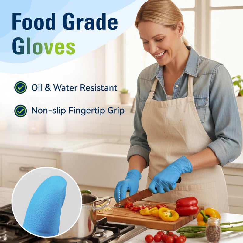 SWIFTLITE Nitrile Gloves, Food Safe Disposable Gloves Latex Free, Blue Rubber Gloves Powder Free for Food Prep, Cooking, Kitchen Cleaning (Large, 100) - Image 2