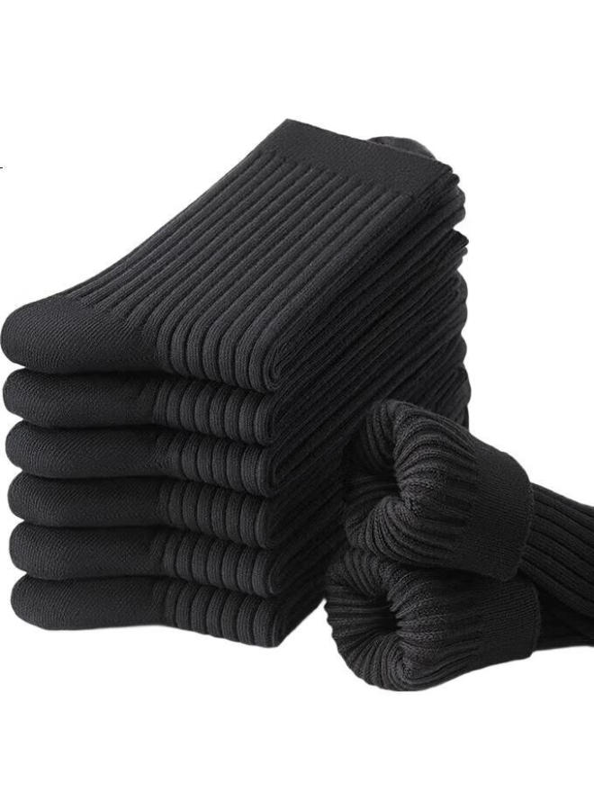 ZJZUE Zhenxing Cotton Socks, 100% Cotton, Men'S Spring And Summer Mid-Calf Socks, Pure Black, Antibacterial, Odor-Resistant, Double-Needle, All-Cotton Black Socks - Image 1