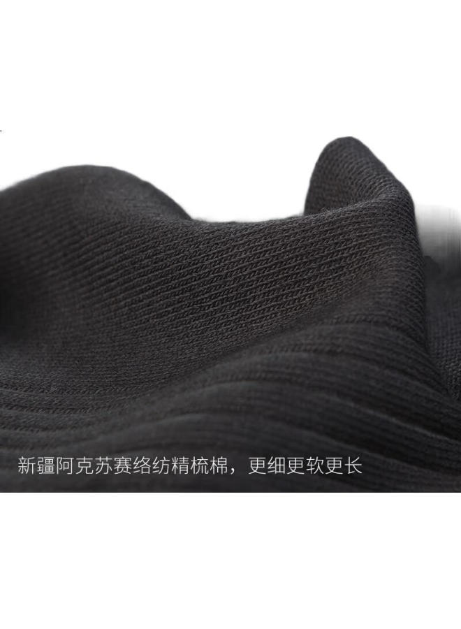 ZJZUE Zhenxing Cotton Socks, 100% Cotton, Men'S Spring And Summer Mid-Calf Socks, Pure Black, Antibacterial, Odor-Resistant, Double-Needle, All-Cotton Black Socks - Image 3