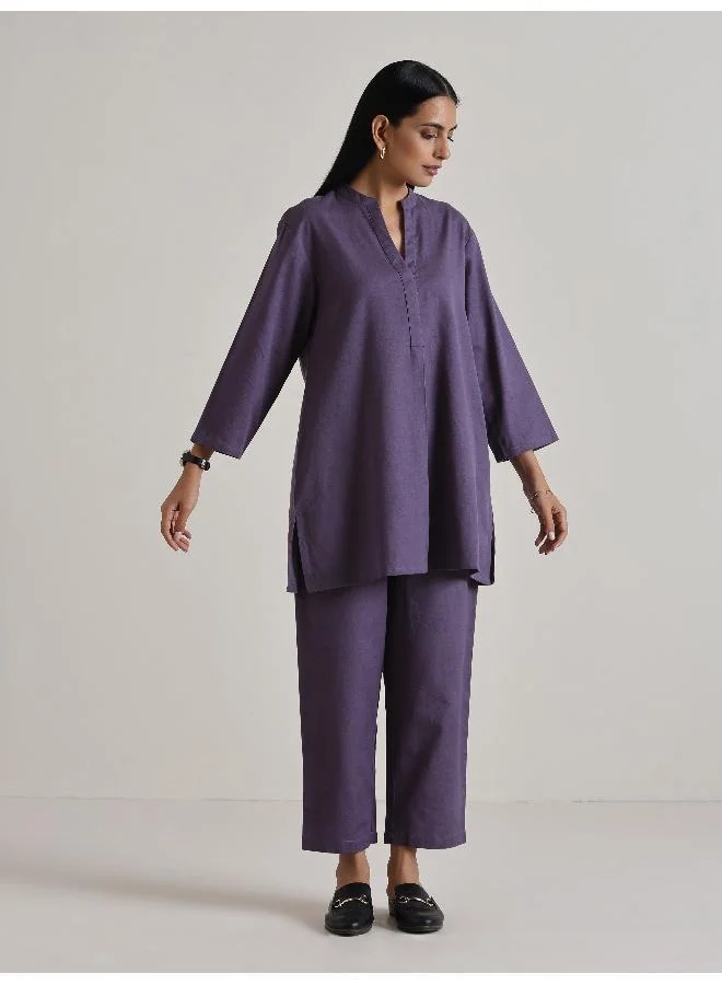 ترو برونز طقم مريح بلون بنفسجي خوخي