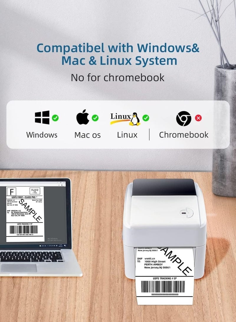 XP-420B Label Printer, Thermal Label Printer 4x6, 420B Shipping Label Printer for Small Busines, Thermal Printer Compatible with Shopify, Etsy, UPS, DHL, etc (White) - Image 4
