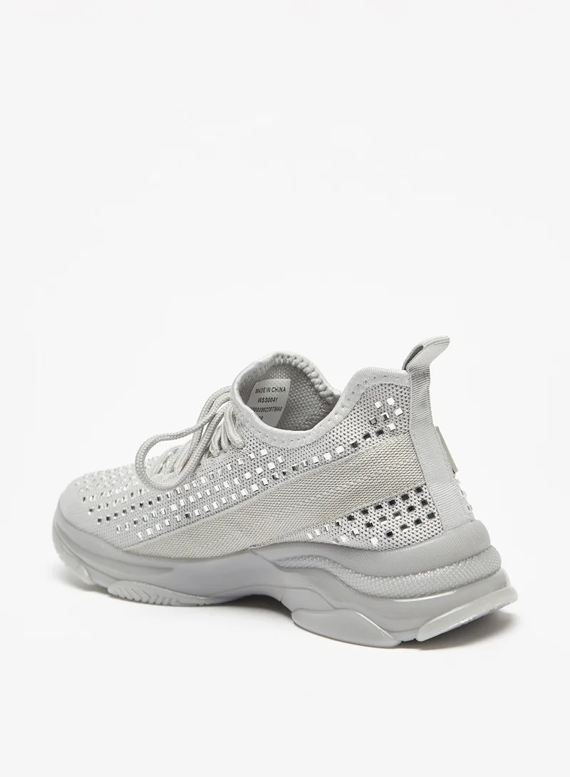 فلورا بيلا من شو إكسبرس Womens Studded Low Ankle Sports Shoes with Lace-Up Closure
