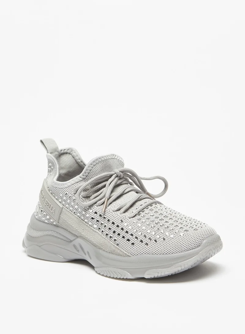 فلورا بيلا من شو إكسبرس Womens Studded Low Ankle Sports Shoes with Lace-Up Closure
