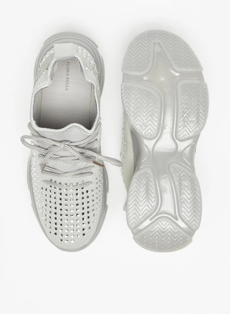 فلورا بيلا من شو إكسبرس Womens Studded Low Ankle Sports Shoes with Lace-Up Closure