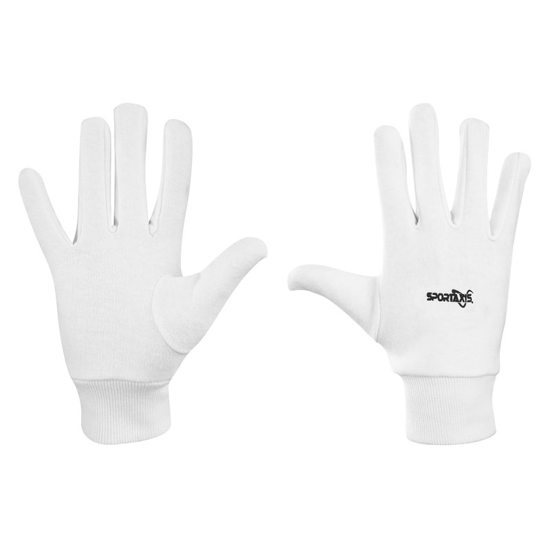 SPORTAXIS 100% Cotton Inner Gloves for Cricket Batting and Wicket Keeping - Comfortable, Breathable, and Durable - White, Full Coverage for Enhanced Protection - Lightweight - Image 1