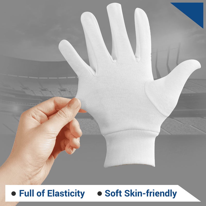 SPORTAXIS 100% Cotton Inner Gloves for Cricket Batting and Wicket Keeping - Comfortable, Breathable, and Durable - White, Full Coverage for Enhanced Protection - Lightweight - Image 5