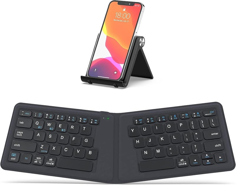 Luckam Portable Keyboard, BK06 Foldable Bluetooth Keyboard, Multi-Device Wireless Folding Keyboard, Ultra Slim Ergonomic Design with Stand Holder for iPhone, iPad, Smartphone, Tablet, Laptop - Image 1