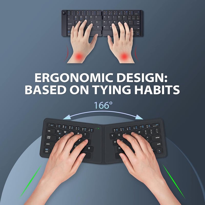 Luckam Portable Keyboard, BK06 Foldable Bluetooth Keyboard, Multi-Device Wireless Folding Keyboard, Ultra Slim Ergonomic Design with Stand Holder for iPhone, iPad, Smartphone, Tablet, Laptop - Image 5